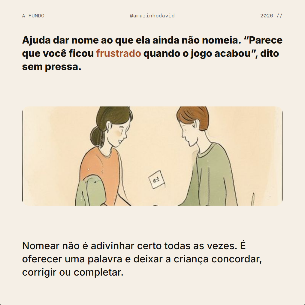 Slide 4 de 10, Ilustrado: cena ilustrada de cuidado com legenda de psicoeducação.