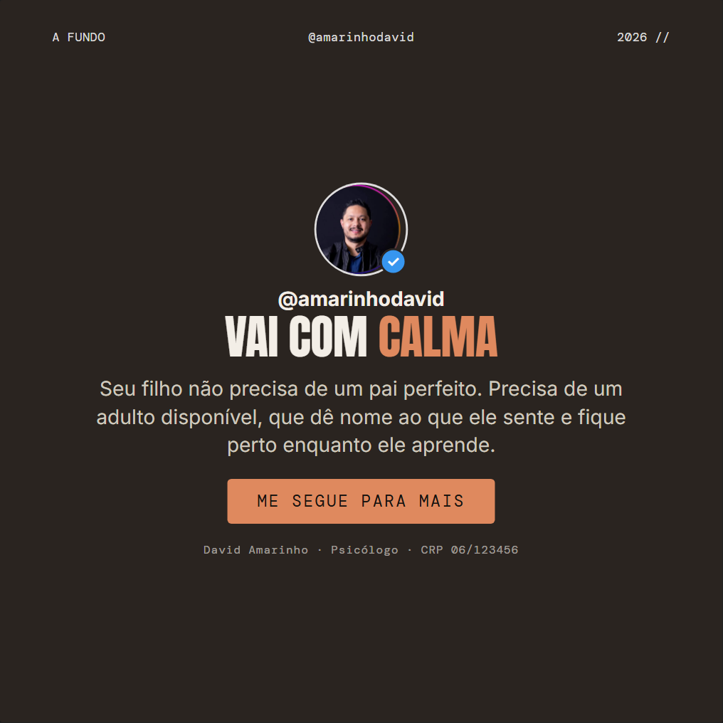 Slide 10 de 10, Ilustrado: fechamento com selo de perfil com a foto do terapeuta, @ e a linha do CFP, paleta quente, sem oferta nem preço.