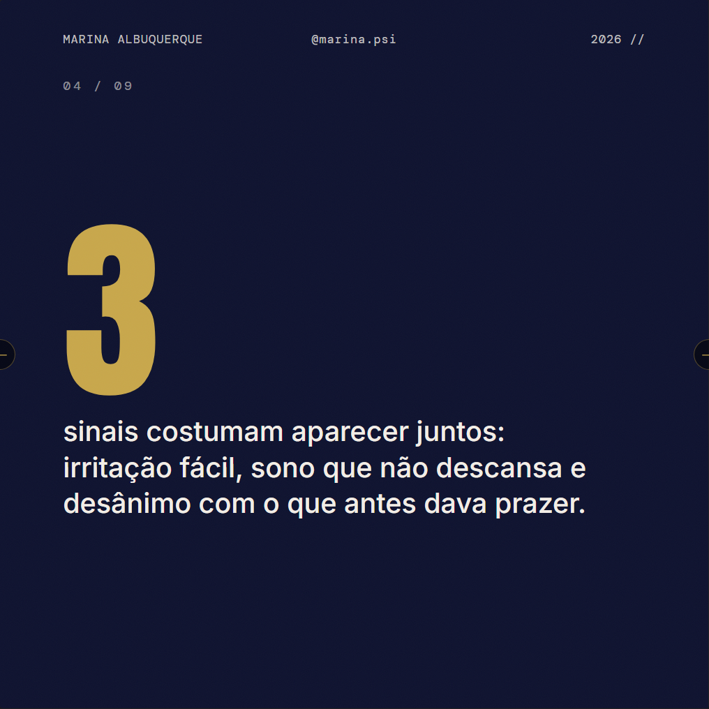 Slide 5 de 10, Minimal: frase de virada destacada em grande escala tipográfica.